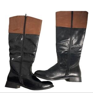 IT’S OK, Women’s Riding Boots, Black & Brown, Size, 9M, All Man Made Materials